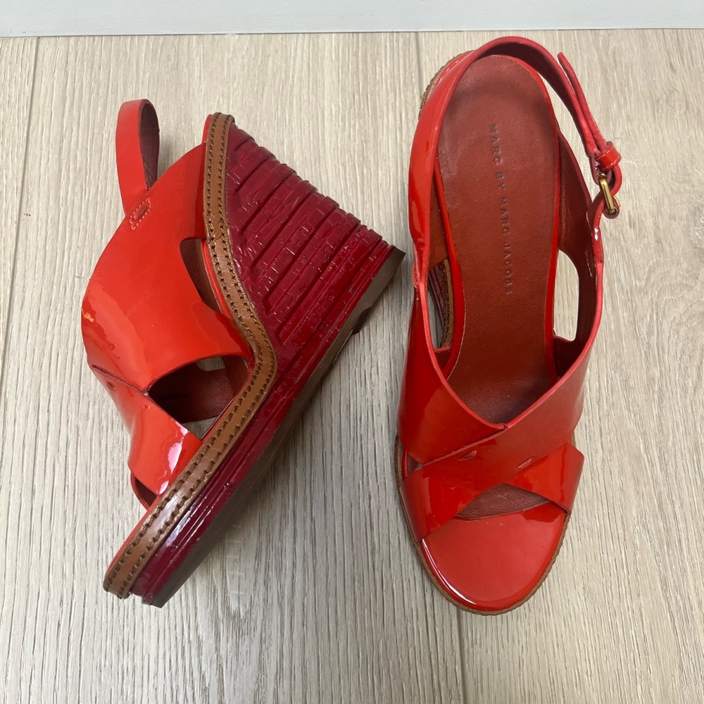 Marc Jacobs Red Patent Leather Wedges